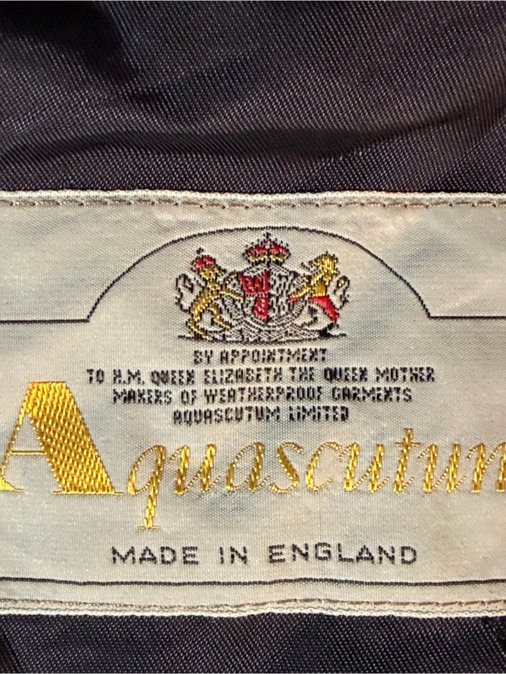 Vintage Aquascutum Aqua 5 Raincoat Dark Navy Mac Trench Coat England 42 L